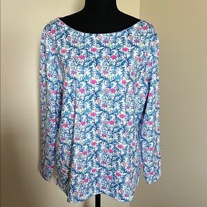 Vineyard Vines Blue and Pink Boxy Blouse